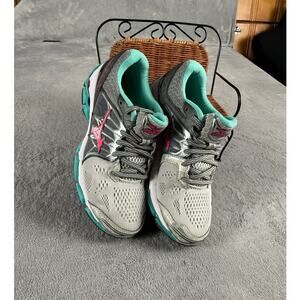 Mizuno Women’s Wave Horizon Running Shoes Silver Gray Pink Turquoise Size 8